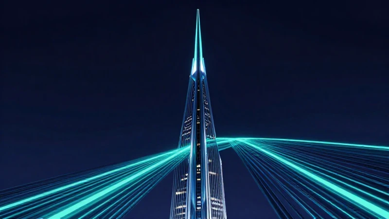 Torre moderna y geométrica en un estilo artístico dinámico