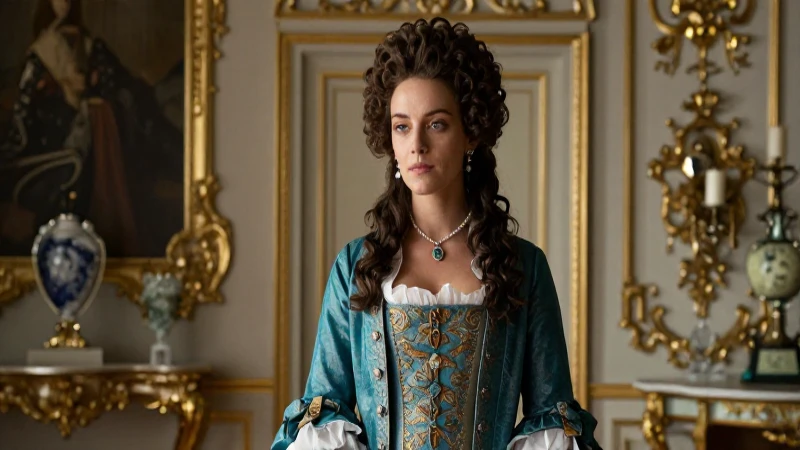 Conoce la elegancia del virreinato: moda y sofisticación femenina 3 Mujer elegante en traje barroco colonial de 1800