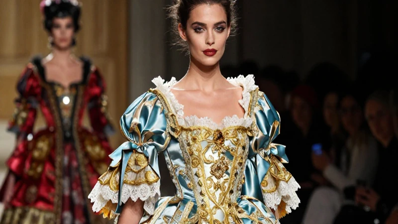 Modelo de moda con vestido de alta costura detallado