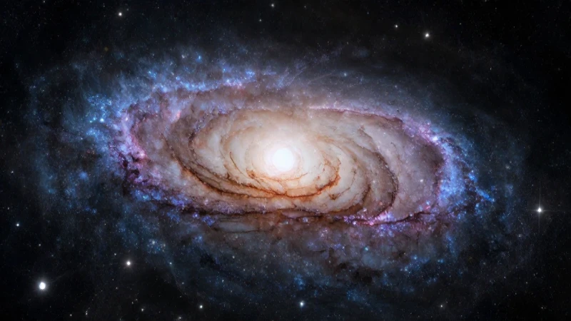 Vía Láctea: Concepto, características, estructura y origen 8 Galaxia espiral majestuosa con nebulosas vibrantes y fondo cósmico