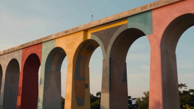 Viaductos modernos con arte vibrante y profesional