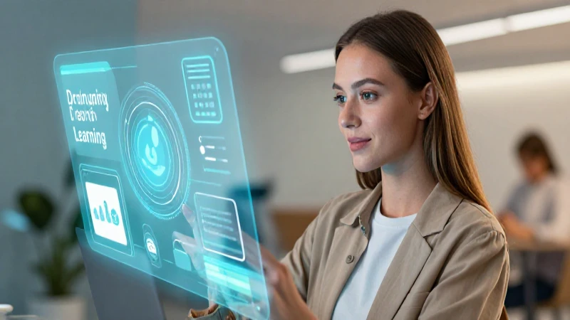 Profesional aprendiendo con interfaz digital vibrante