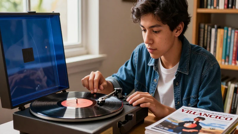 Villancico: definición, estructura y concepto explicado 6 Estudiante mexicano escucha villancicos en vinilo