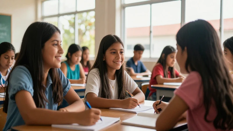 Estudiantes mexicanos aprendiendo bajo luz cálida