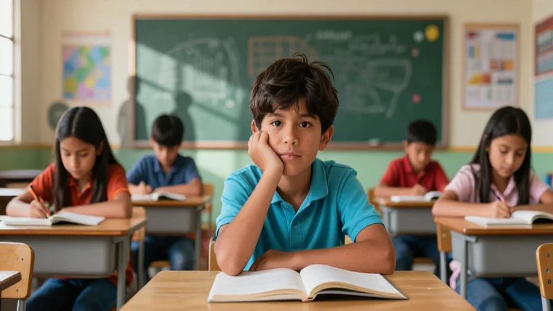 Estudiante mexicano bajo presión en aula