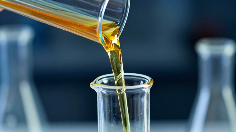 Miel dorada y aceite azul en un tubo
