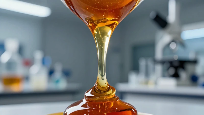 Miel viscosa en laboratorio, ilustración científica