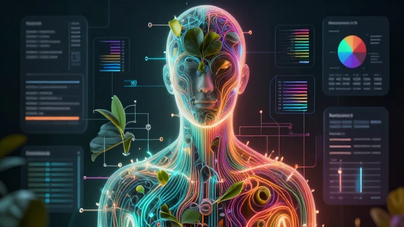 Silueta digital procesando datos con colores mexicanos