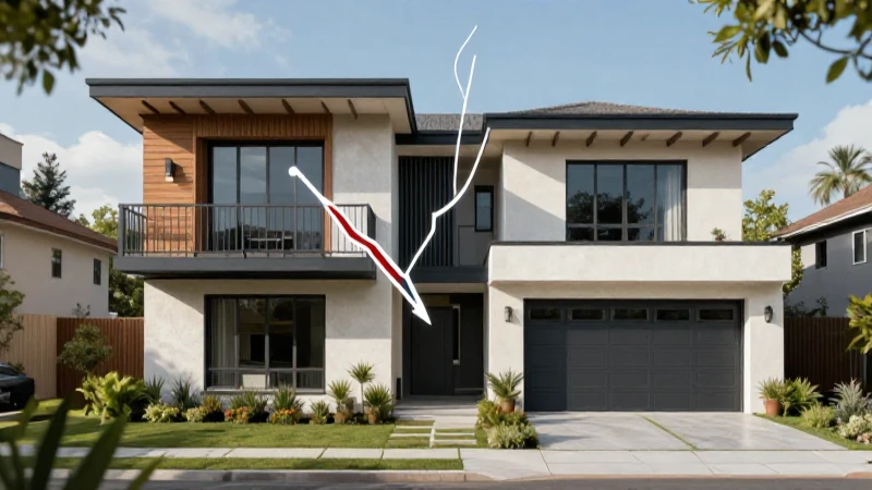 Vivienda: Definición y Concepto Esencial para Todos 4 Ilustración vibrante de casa suburbana en crisis