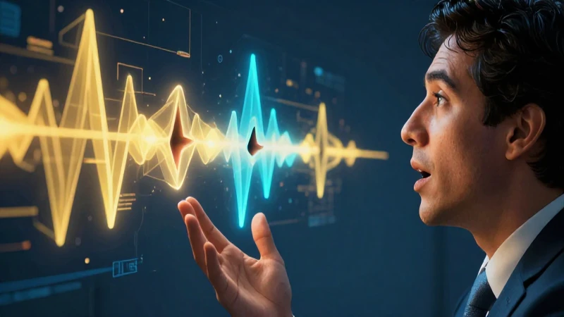 Perfil carismático explicando fonética con ondas vibrantes