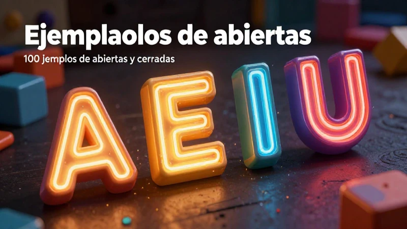Vocales abiertas: 100 Ejemplos de abiertas y cerradas 4 Ilustraciones dinámicas de vocales en estilo educativo digital