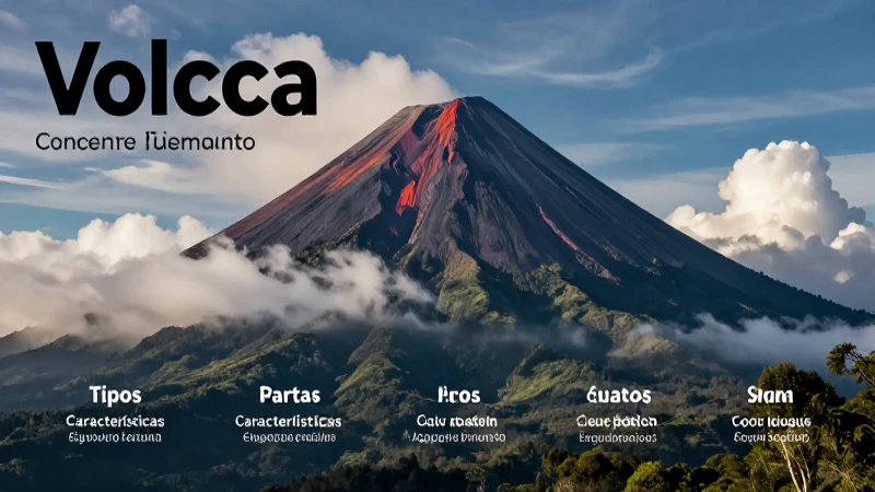 Volcán: Concepto, Tipos, Partes, Características y Ejemplos 5 Ilustración educativa de volcán mexicano majestuoso