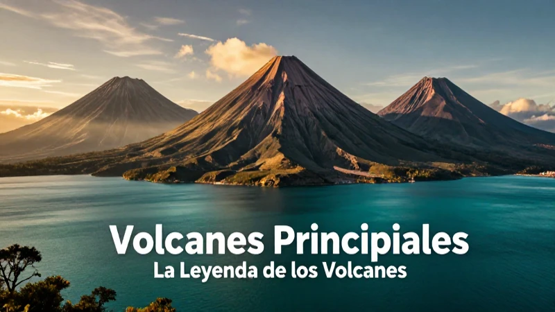 Majestuosos volcanes de Atitlán en el lago