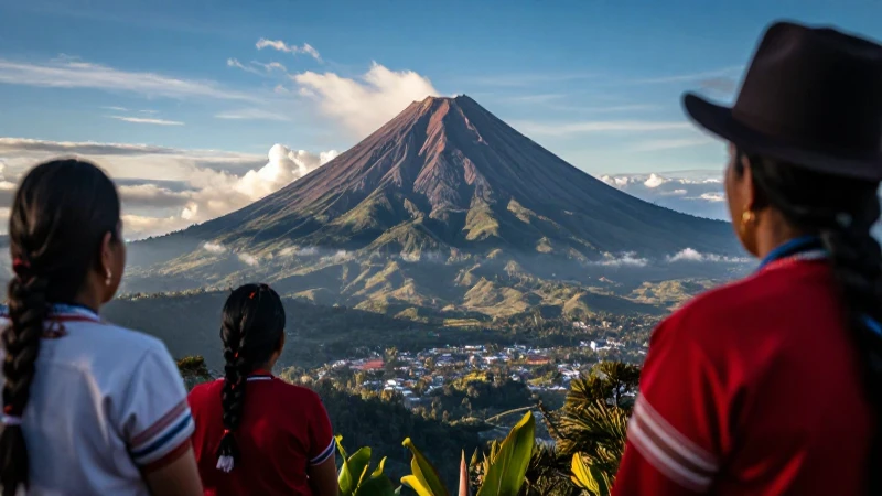 Vista dramática del volcán Atitlán