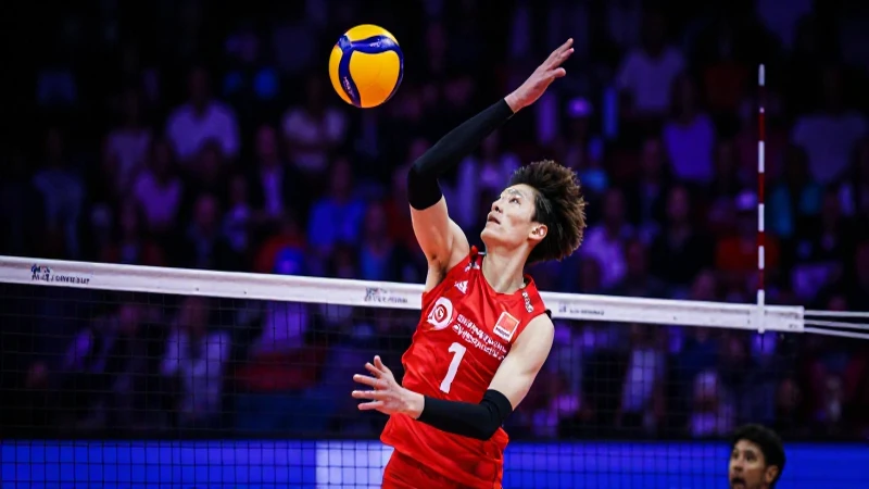 Voleibol potente en acción dramática e intensa