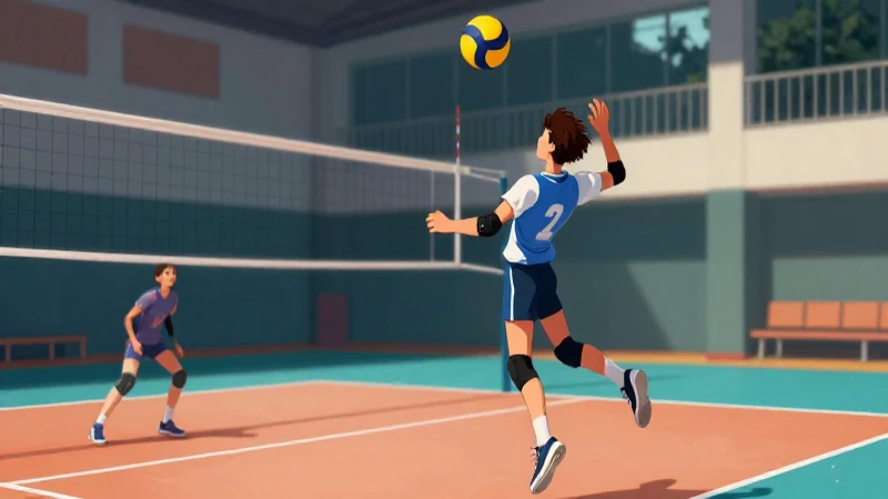 Atleta saltando en acción de voleibol