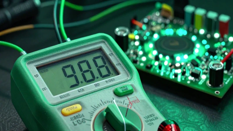 Voltímetro: definición, tipos y utilidad en mediciones 6 Voltímetro profesional verde sobre circuito iluminado