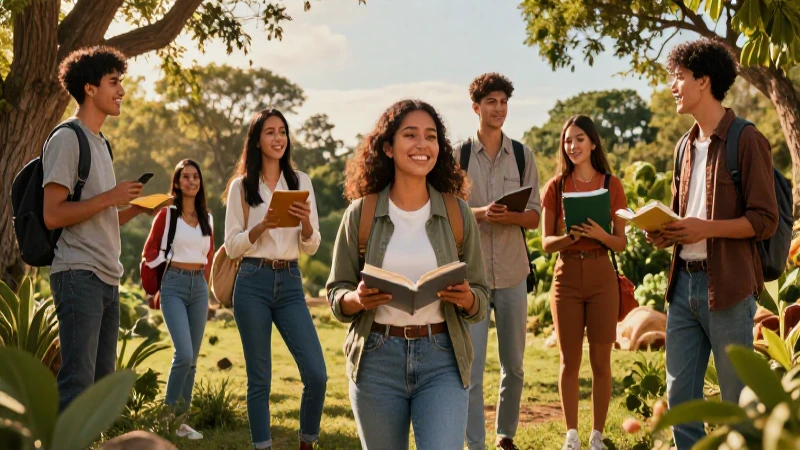 Estudiantes latinos, naturaleza, diseño educativo aspiracional