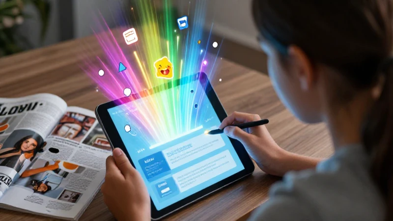 Estudiante aprende digitalmente con estilo ultrarealista