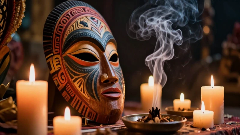 Qué es el vudú y cuáles son sus características esenciales 6 Altar místico africano con dramática iluminación