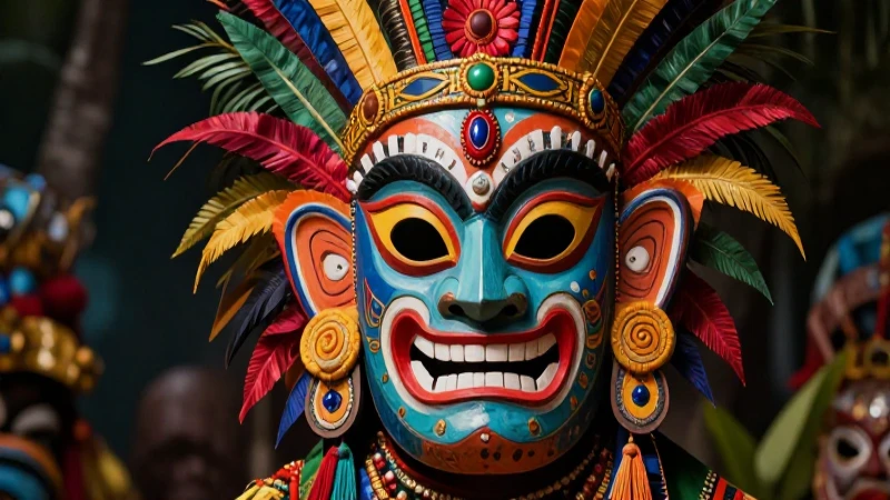 Qué es el vudú y cuáles son sus características esenciales 8 Máscara vudú ceremonial detallada y vibrante
