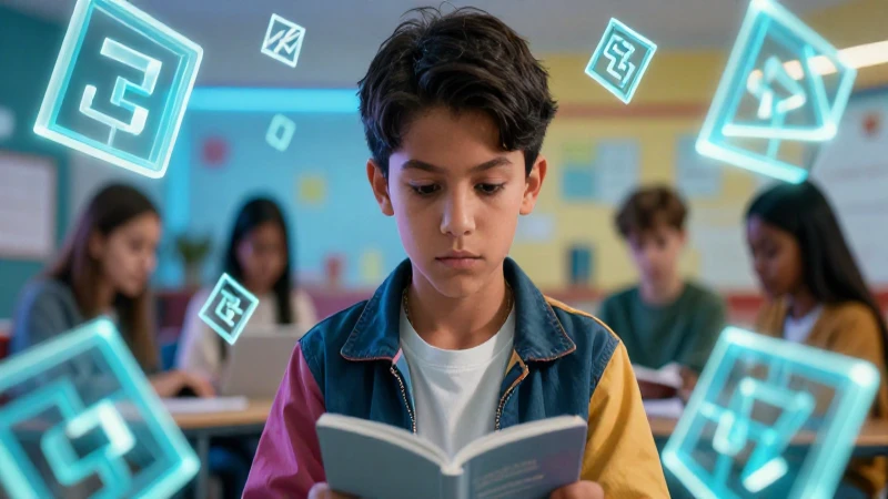 Estudiante concentrado en ambiente educativo dinámico