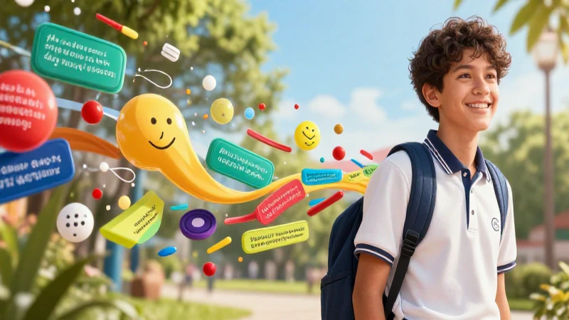 Ilustración vibrante de estudiante aprendiendo conceptos