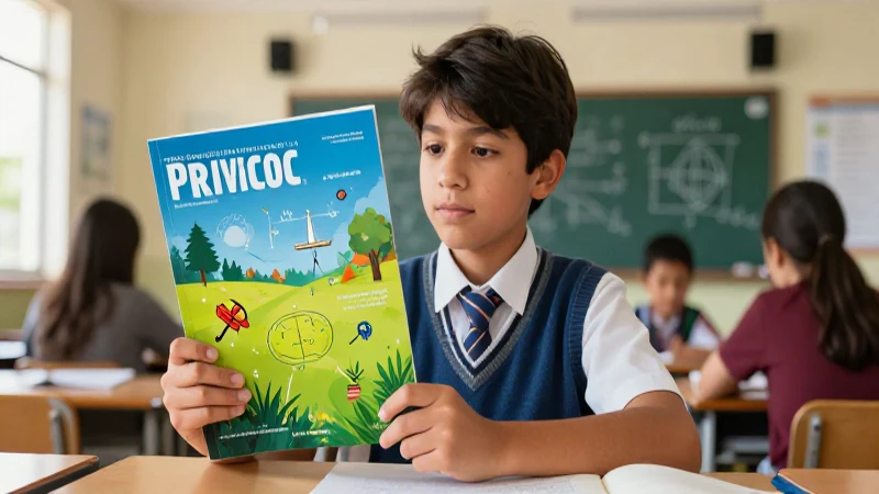 Estudiante curioso con libro de matemáticas vibrante