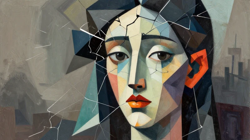 Retrato cubista sofisticado, vibrante y ultra-detallado