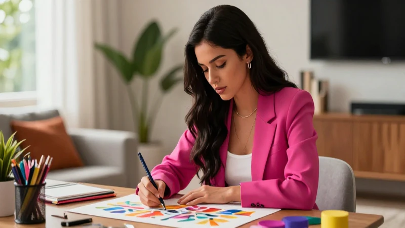 Joven mexicana creativa en ilustración moderna