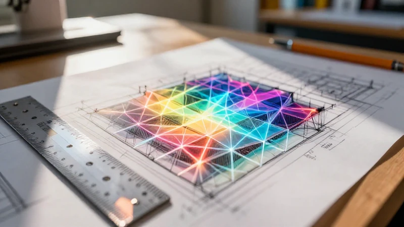 Regla arquitectónica geométrica en estudio luminoso