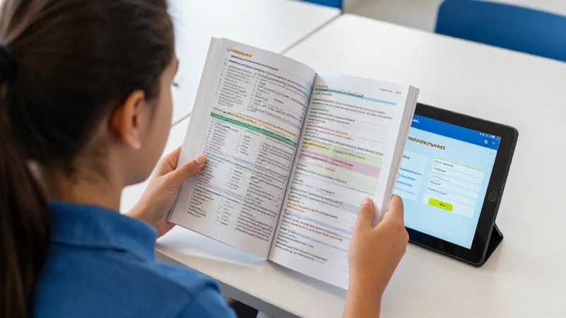 Estudiantes usan el libro de inglés para dominar el idioma