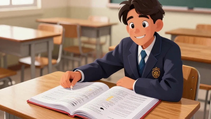 Ilustración de un estudiante mexicano estudiando inglés