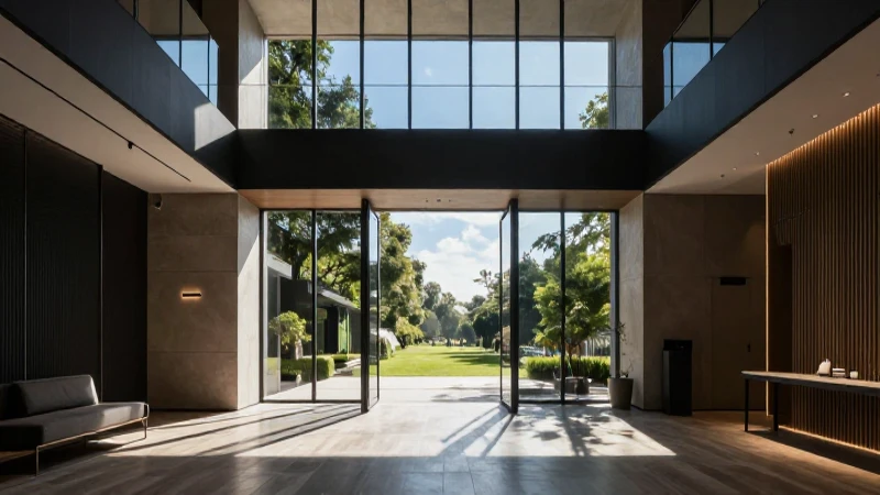 Zaguán: Definición y concepto esencial en arquitectura 9 Zaguán minimalista con iluminación dramática