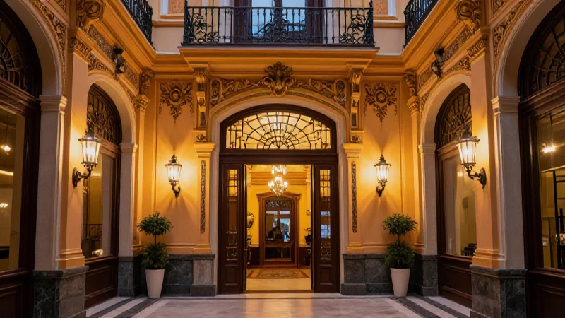 Zaguán: Definición y concepto esencial en arquitectura 5 Opulento recibidor español con detalles clásicos y vibrantes