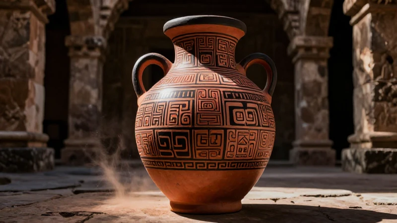 Cerámica zapoteca vibrante ante arquitectura de Oaxaca